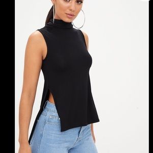 Basic Roll Neck Split Side Vest